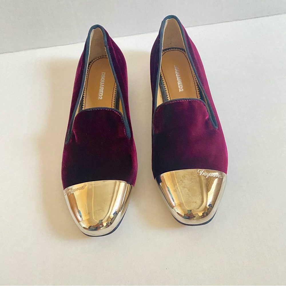 DSQUARED2 Metallic toe burgundy shoes 6.5